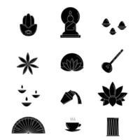 icône de la silhouette des symboles de l'inde vecteur