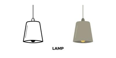 lampe icône linéaire plat couleur minimale vecteur