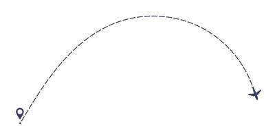 illustration de vecteur de conception de style plat de chemin de ligne pointillée d'avion isolé sur fond blanc.