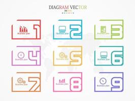 idée d'entreprise de présentation de modèle d'infographie de chronologie avec des icônes, des options ou des étapes. les infographies pour les idées commerciales peuvent être utilisées pour les graphiques de données, les organigrammes, les sites Web, les bannières. vecteur