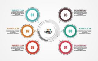 idée d'entreprise de présentation de modèle d'infographie de chronologie avec des icônes, des options ou des étapes. les infographies pour les idées commerciales peuvent être utilisées pour les graphiques de données, les organigrammes, les sites Web, les bannières. vecteur