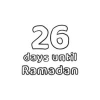 compte à rebours pour le ramadan - 26 jours pour le ramadan - 26 hari menuju illustration de croquis au crayon du ramadan vecteur