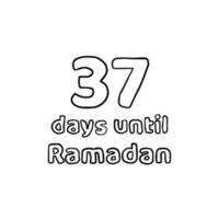 compte à rebours pour le ramadan - 37 jours pour le ramadan - 37 hari menuju ramadhan croquis au crayon illustration vecteur