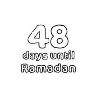 compte à rebours pour le ramadan - 48 jours pour le ramadan - 48 hari menuju ramadhan croquis au crayon illustration vecteur