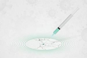 concept de vaccination en guinée équatoriale, injection de vaccin sur la carte de la guinée équatoriale. vaccin et vaccination contre le coronavirus, covid-19. vecteur