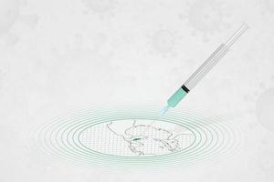 concept de vaccination du belize, injection de vaccin sur la carte du belize. vaccin et vaccination contre le coronavirus, covid-19. vecteur