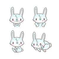 vecteur de doodle mignon petit lapin et dessin animé lapin