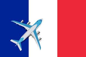 illustration vectorielle d'un avion de passagers survolant le drapeau de la france. concept de tourisme et de voyage vecteur