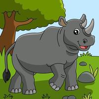 illustration colorée de vecteur de dessin animé de rhinocéros