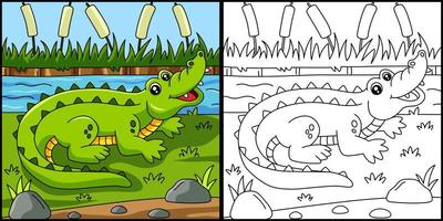 illustration vectorielle de crocodile à colorier vecteur