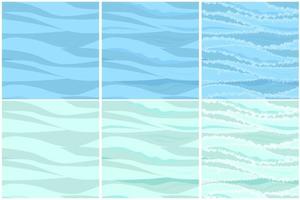 ensemble de modèles d'eau sans soudure en 3 étapes. fond abstrait texturé des vagues de la mer dans le dessin. vecteur