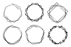 ensemble de cadres de cercle, éléments de conception de cadres de couronne noir et blanc isolés sur fond blanc. jeu de bordure. copiez l'espace pour le texte et le titre. vecteur