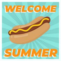 Illustration vectorielle de plats Vintage Hot Hot Dog Summer Food vecteur