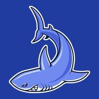 requin bleu, poisson, mascotte, logo, caractère, vecteur, illustration, t-shirt, conception vecteur