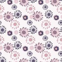 motif floral isolé sans couture avec des fleurs de marguerite. éléments botaniques dans les tons violets et lilas sur fond blanc. vecteur