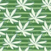 le cannabis blanc laisse un motif sans couture. fond dépouillé dans les couleurs vertes. vecteur