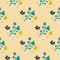 motif naivy sans soudure botanique avec ornement de fleurs. fond orange pastel et éléments floraux turquoise. vecteur