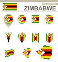 collection de drapeaux du zimbabwe vecteur