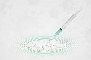 concept de vaccination burundi, injection de vaccin sur la carte du burundi. vaccin et vaccination contre le coronavirus, covid-19. vecteur