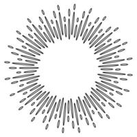 starburst, sunburst dessiné à la main. élément de design feux d'artifice rayons noirs. effet d'explosion comique. rayonnant, lignes radiales. vecteur