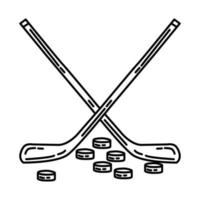 assister à une icône de match de hockey. doodle style d'icône dessiné à la main ou contour. vecteur