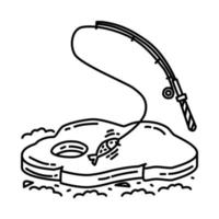 aller à l'icône de pêche sur glace. doodle style d'icône dessiné à la main ou contour. vecteur
