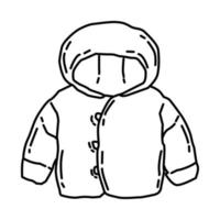 icône de veste polaire d'hiver pour enfants. doodle style d'icône dessiné à la main ou contour. vecteur
