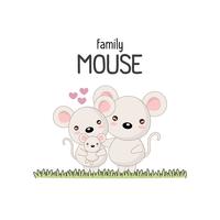 Souris famille père mère et bébé nouveau-né. vecteur