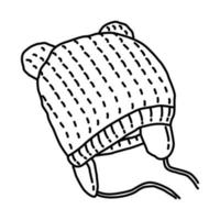 bonnet d'hiver pour l'icône des enfants. doodle style d'icône dessiné à la main ou contour. vecteur