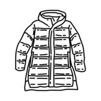 veste d'hiver pour l'icône des femmes. doodle style d'icône dessiné à la main ou contour. vecteur