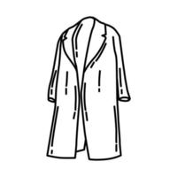 long manteau d'hiver pour l'icône des femmes. doodle style d'icône dessiné à la main ou contour. vecteur