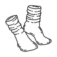 icône de chaussettes d'hiver pour femmes. doodle style d'icône dessiné à la main ou contour. vecteur