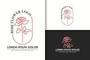 modèle de conception de logo féminin art ligne rose vecteur