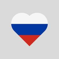 le drapeau de la russie en forme de coeur. icône de vecteur de drapeau russe isolé sur fond blanc.