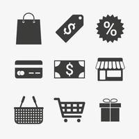 ensemble de collection d'icônes d'achat en ligne, symbole de vecteur d'entreprise de commerce électronique. conception d'icônes pour sites Web et applications mobiles isolées sur fond blanc, illustration vectorielle.