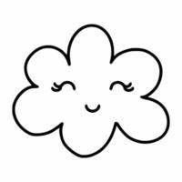 nuage mignon avec le sourire. illustration vectorielle de griffonnage. vecteur