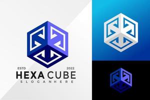 modèle d'illustration vectorielle de conception de logo de cube hexagonal vecteur