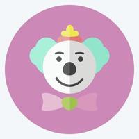 icône de visage de clown dans un style plat branché isolé sur fond bleu doux vecteur