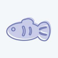 icône de poisson de compagnie ii dans un style branché à deux tons isolé sur fond bleu doux vecteur