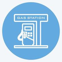icône de la station-service dans le style branché des yeux bleus isolé sur fond bleu doux vecteur