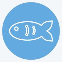 poisson de compagnie j'icône dans le style branché des yeux bleus isolé sur fond bleu doux vecteur