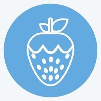 icône de fraise dans le style branché des yeux bleus isolé sur fond bleu doux vecteur