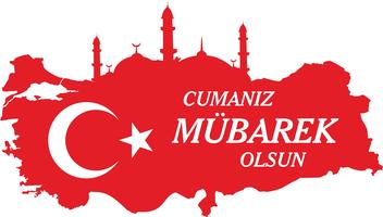 Bonne fin de semaine turc: Hayirli Cumalar. Carte de la Turquie Vector Illustration. Vecteur de jumah mubarakah vendredi mubarak en Turquie. Vendredi musulman.