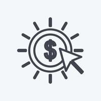 icône de paiement par clic dans un style de ligne tendance isolé sur fond bleu doux
