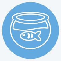 poisson dans l'icône du réservoir dans le style branché des yeux bleus isolé sur fond bleu doux vecteur