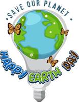 sauvez notre concept de planète avec le logo du jour de la terre heureux vecteur