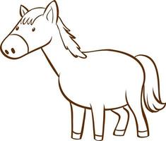 cheval dans un style simple doodle sur fond blanc vecteur