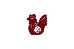 simple minimaliste poulet rouge coq coq tirelire logo design vecteur