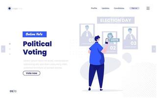 vote politique avec concept de vote en ligne sur la conception de la page de destination vecteur