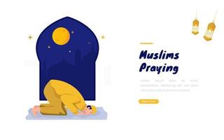 conception plate un culte musulman et prier à la maison vecteur